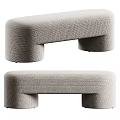 Modern Upholstered Sofa Bench In Light Gray With Geometric Shape For Living Room