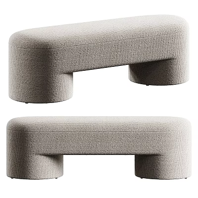 Modern Upholstered Sofa Bench In Light Gray With Geometric Shape For Living Room 3d model