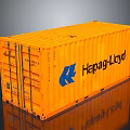 Orange Cargo Container Style Storage Box With Blue Logo For Home Organizing Use 3d model