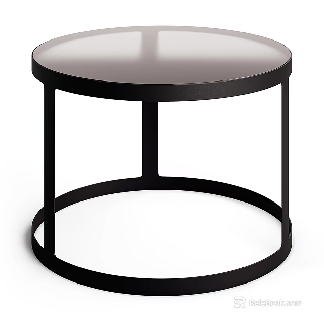 Modern Round Coffee Table With Black Frame And Sleek Top Design 3d model