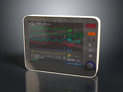 Home Vital Signs Monitor With Digital Display For Heart Rate And Blood Pressure Tracking 3d model