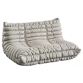 Modern Soft Padded Two-Seater Sofa With Ruched Cushions And Comfortable Design 3d model