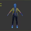 Stylish 3D Character Model Wearing Yellow Jacket Black Pants And Colorful Shoes