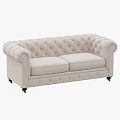 Beige Double Sofa With Tufted Design Rolled Arms And Black Legs 3d model
