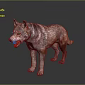 3D Wolf Character Model With Realistic Fur Standing In Dark Background 3d model