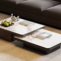 Modern Staggered Double Layer Marble Top Coffee Table For Stylish Contemporary Living Room Interior