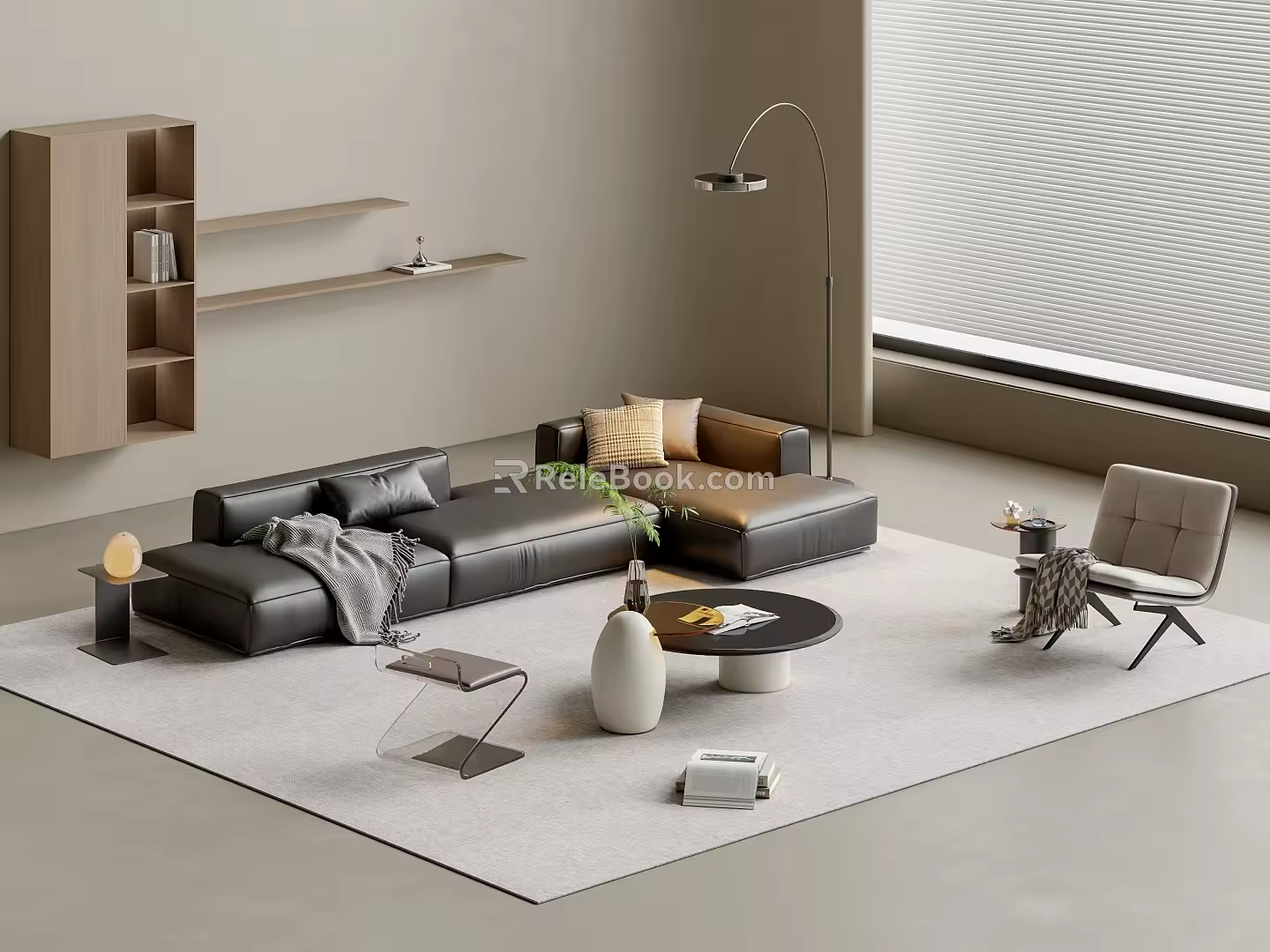 Modern sofa coffee table combination 3d model