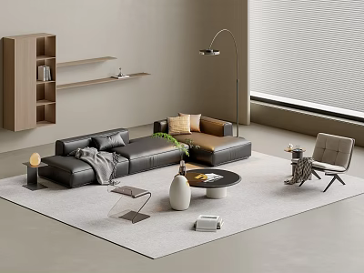 Modern sofa coffee table combination 3d model