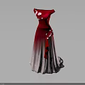 Elegant One Shoulder Red to White Gradient Dress with Delicate Flower Decorations for Formal Occasions