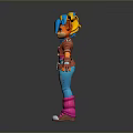 Colorful 3D Character With Blue Yellow Hair Orange Skin Red Jacket And Pink Boots