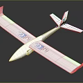 White Streamlined Model Glider Airplane With Long Wings And Blue Logos 3d model