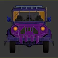 Purple and orange off road car with unique flame pattern and stylish exterior design