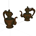 Vintage Copper Ornament Decorative Set With Ornate Carved Design Two Pieces