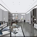 Modern Living And Dining Room Interior With Sofa Coffee Table TV And Dining Set