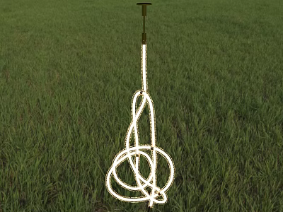 Unique Design Illuminated Chandelier With Twisted LED Strip In Green Grass Field 3d model