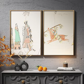 Modern Simple Light Luxury Hanging Painting Decorative Painting Abstract Painting Art Painting 3d model