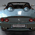 Blue Convertible Ferrari Sports Car With Brown Leather Seats And Shiny Exterior
