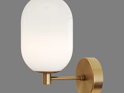 Modern Wall Lamp With Golden Metal Base And White Glass Shade 3d model