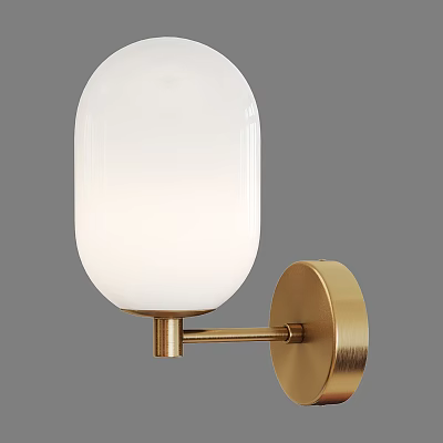 Modern Wall Lamp With Golden Metal Base And White Glass Shade 3d model