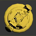 Golden Sculpture with Ring Top Conical Shape Polished Metal Surface on Dark Background with Reflection