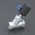Industrial Valve Equipment With Silver Metal Body Black Control Component And Blue Connection Pipes