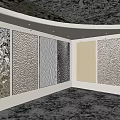 Decorative Ceiling With Metallic Texture And Recessed Lights 3d model