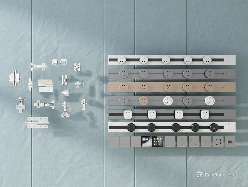 Assorted Modern Switch Panels in Different Colors and Designs on 3d model 