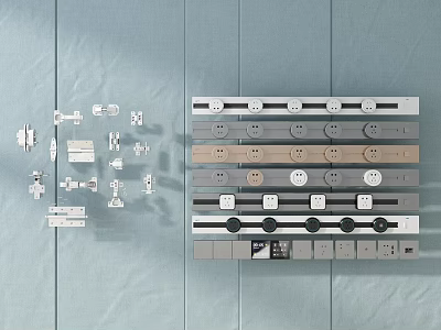 Assorted Modern Switch Panels in Different Colors and Designs on 3d model