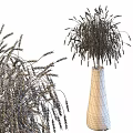 Elegant Decorative Ornament Set with Golden Wheat Ears Bouquet in Black Vase