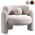 Velvet Upholstered Brown Single Sofa Featuring Modern Rounded Design And Round Cushion