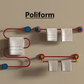 Poliform Bathroom Accessories With Red Towel Racks White Towels And Blue Decorative Balls
