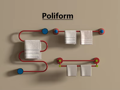 Poliform Bathroom Accessories With Red Towel Racks White Towels And Blue Decorative Balls 3d model