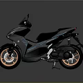 Sleek Modern Black Motorcycle With Blue Accent Lines And Orange Wheels