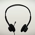 Black Wired Headset With Built in Microphone For Clear Audio Communication 3d model