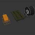 Yellow Toy Car With Green Flat Platform And Black Mechanical Device