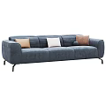Modern Brown And Blue Sectional Sofa With Decorative Throw Pillows 3d model