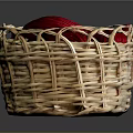 Wicker Basket Filled With Soft Colorful Yarn Balls For Household Supplies
