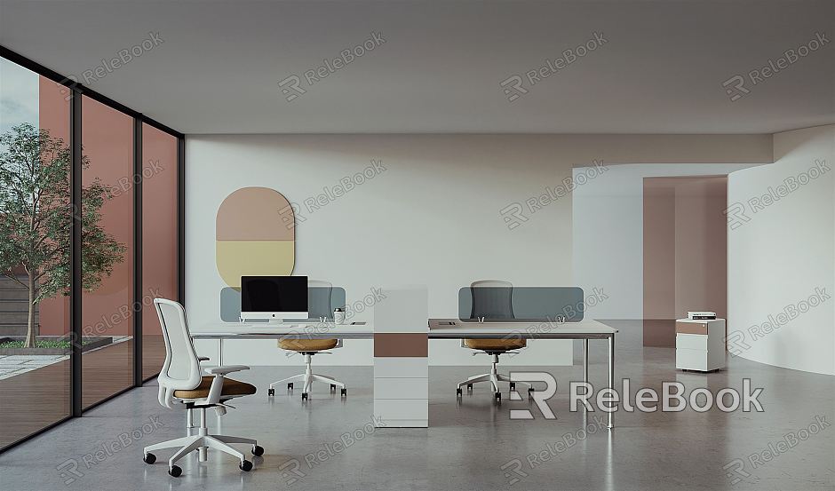 Modern public office area office desk and chair combination model