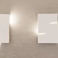 Modern Geometric White Wall Lamps Mounted On Beige Wall With Soft Lighting Design