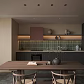 Modern Cozy Minimalist Living And Dining Room With Warm Wooden Furniture And Ample Natural Light