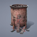 Old Rusty Metal Stove With Legs And Grate For Home Daily Use
