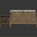 Modern Two Seater Sofa With Wooden Frame And Light Dark Contrasting Upholstery Design