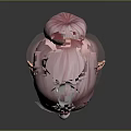 3D Rendered Character Portrait With Elf Ears Pink Hair And Red Eyes