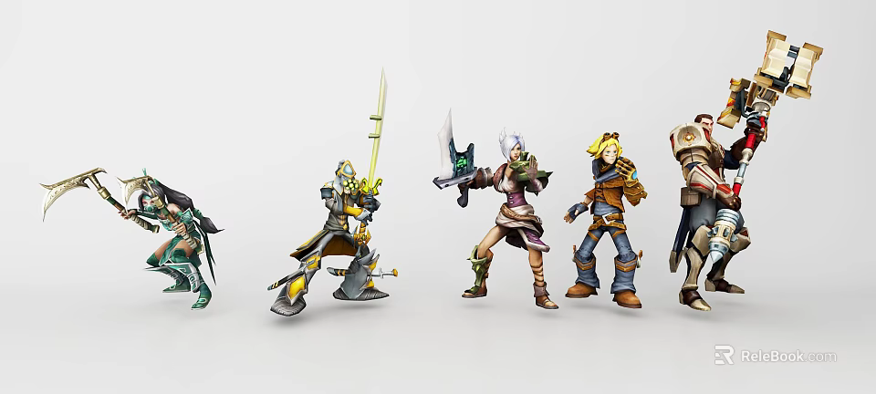 Game And Movie Characters Action Figures With Weapons And Standing Poses 3d model 