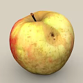 Fresh Ripe Apple With Red And Yellow Spotted Skin And Brown Stem