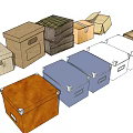 Household Storage Boxes With Various Materials Different Colors And Practical Designs 3d model