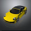 Yellow Sports Car with Black Roof Sleek Design Black Alloy Wheels on Dark Background