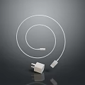 White Coiled Charging Cable With USB Connector And Power Plug