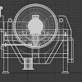 Industrial Rotary Drum Filter Machine with Blue Silver Body Electric Motor and Metal Stand