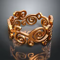 Elegant Golden Ring With Intricate Spiral Patterns And Metallic Shine 3d model